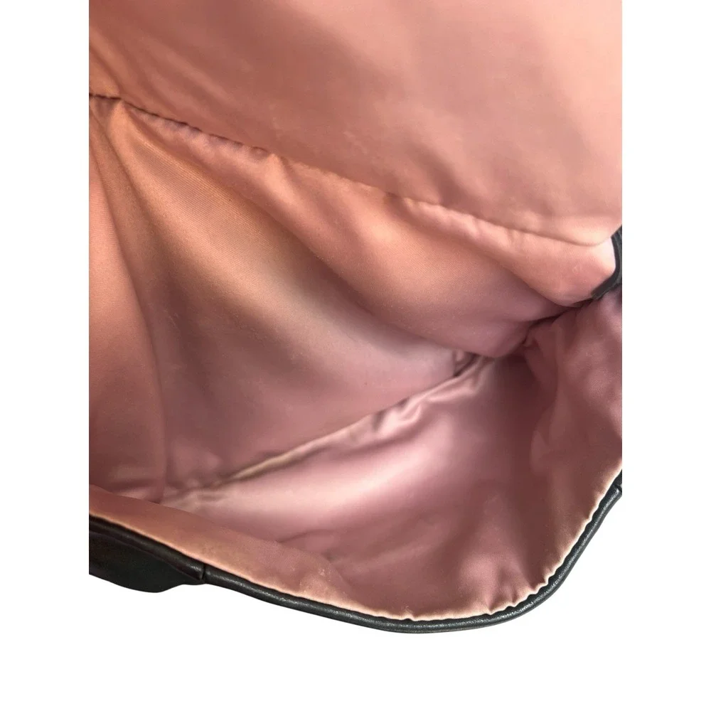 Coach F22309 Kristin Black Leather Pink Satin Liner Hobo Shoulder‎ Bag Flip Lock